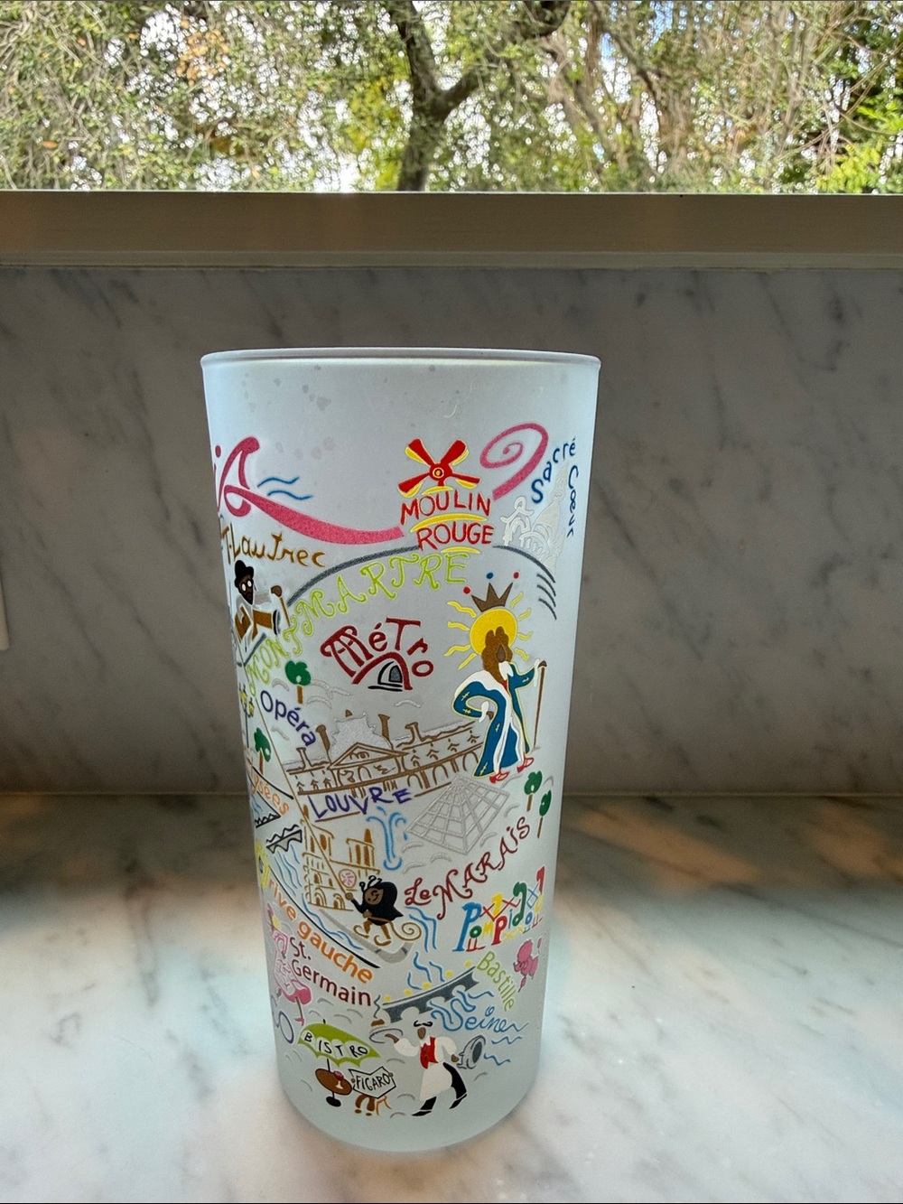 CatStudio Paris Illustration Frosted Glass Tumbler - Multicolor - Picture 2 of 3